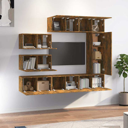 vidaXL 8 Piece TV Cabinet Set Smoked Oak Engineered Wood