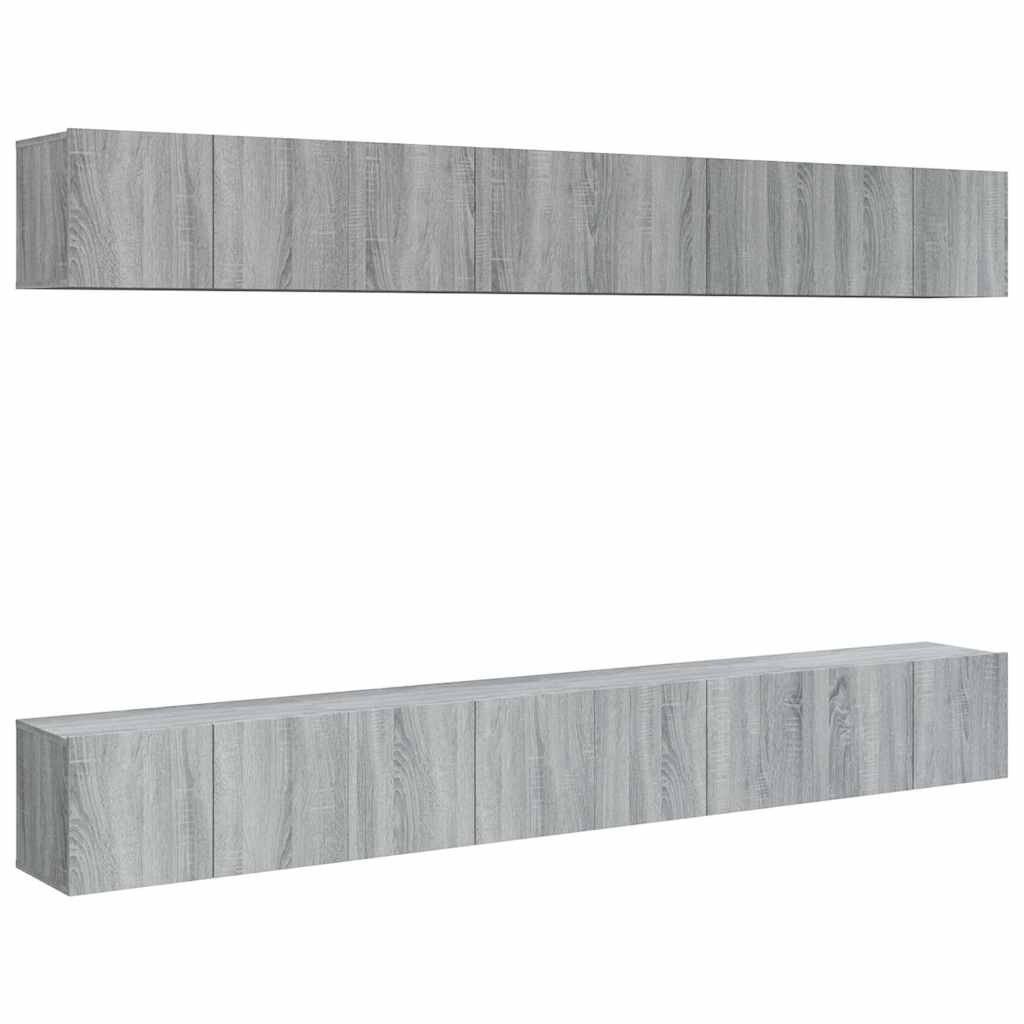 vidaXL 8 Piece Wall-mounted TV Cabinet Set Grey Sonoma 60x30x30 cm Engineered Wood