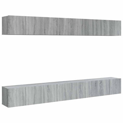 vidaXL 8 Piece Wall-mounted TV Cabinet Set Grey Sonoma 60x30x30 cm Engineered Wood