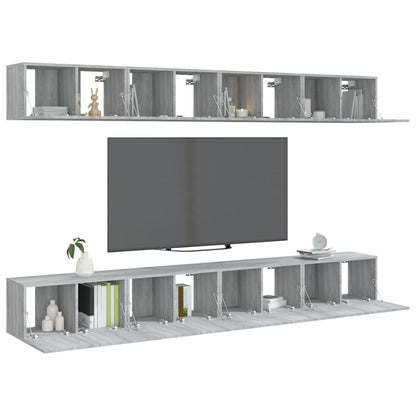 vidaXL TV Cabinets 8 pcs Grey Sonoma 60x30x30 cm Engineered Wood