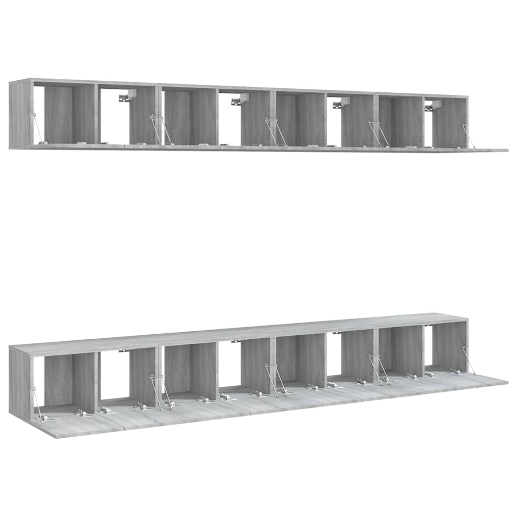 vidaXL 8 Piece Wall-mounted TV Cabinet Set Grey Sonoma 60x30x30 cm Engineered Wood