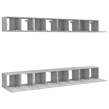 vidaXL 8 Piece Wall-mounted TV Cabinet Set Grey Sonoma 60x30x30 cm Engineered Wood