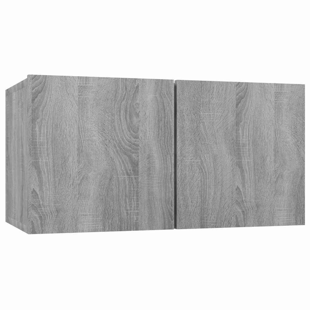 vidaXL 8 Piece Wall-mounted TV Cabinet Set Grey Sonoma 60x30x30 cm Engineered Wood