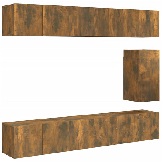 vidaXL 7 Piece TV Cabinet Set Smoked Oak Engineered Wood