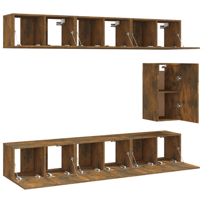 vidaXL 7 Piece TV Cabinet Set Smoked Oak Engineered Wood