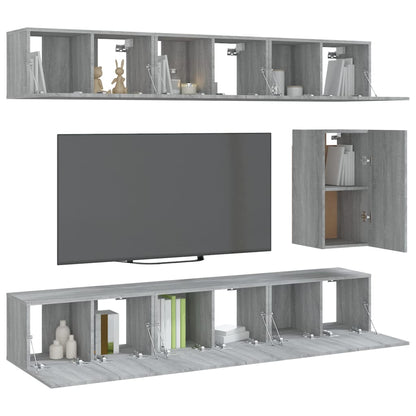 vidaXL 7 Piece TV Cabinet Set Grey Sonoma Engineered Wood