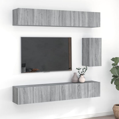 vidaXL 7 Piece TV Cabinet Set Grey Sonoma Engineered Wood