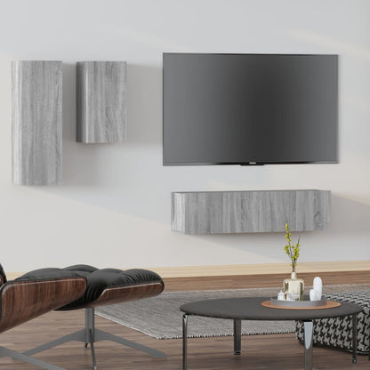 vidaXL 4 Piece TV Cabinet Set Grey Sonoma Engineered Wood