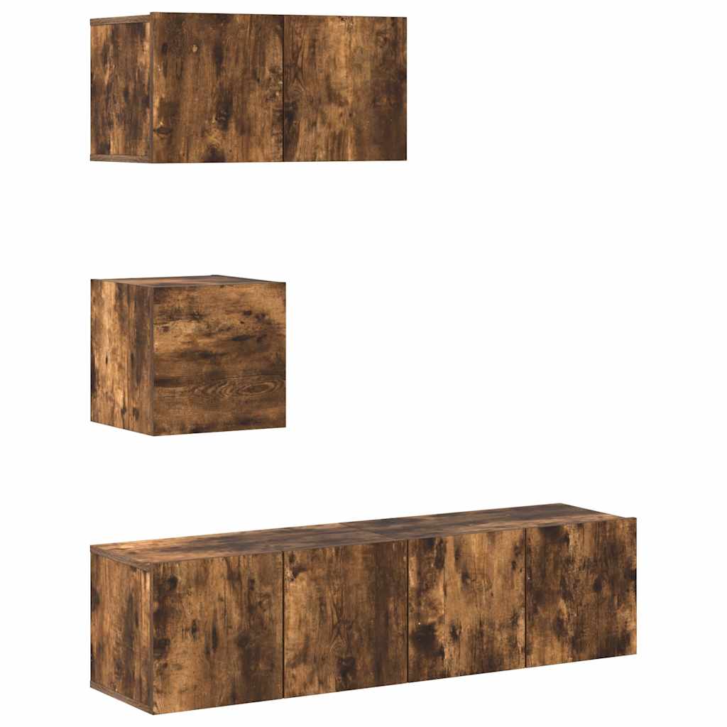 vidaXL 4 Piece TV Cabinet Set Smoked Oak Engineered Wood
