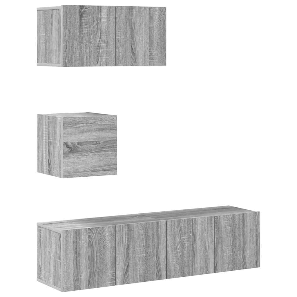 vidaXL 4 Piece TV Cabinet Set Grey Sonoma Engineered Wood