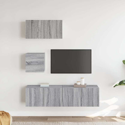 vidaXL 4 Piece TV Cabinet Set Grey Sonoma Engineered Wood