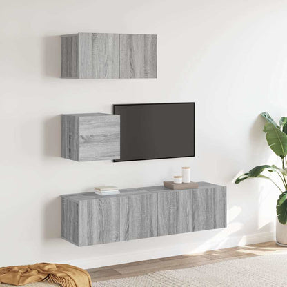 vidaXL 4 Piece TV Cabinet Set Grey Sonoma Engineered Wood