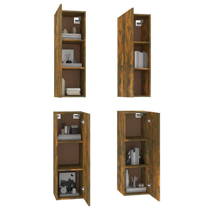 vidaXL 4 Piece TV Cabinet Set Smoked Oak 30,5x30x90 cm Engineered Wood