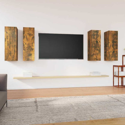 vidaXL 4 Piece TV Cabinet Set Smoked Oak 30,5x30x90 cm Engineered Wood