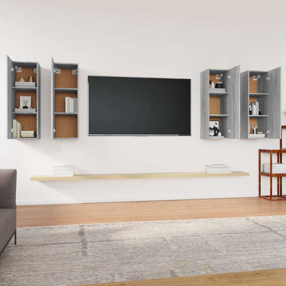 vidaXL 4 Piece TV Cabinet Set Grey Sonoma 30,5x30x90 cm Engineered Wood