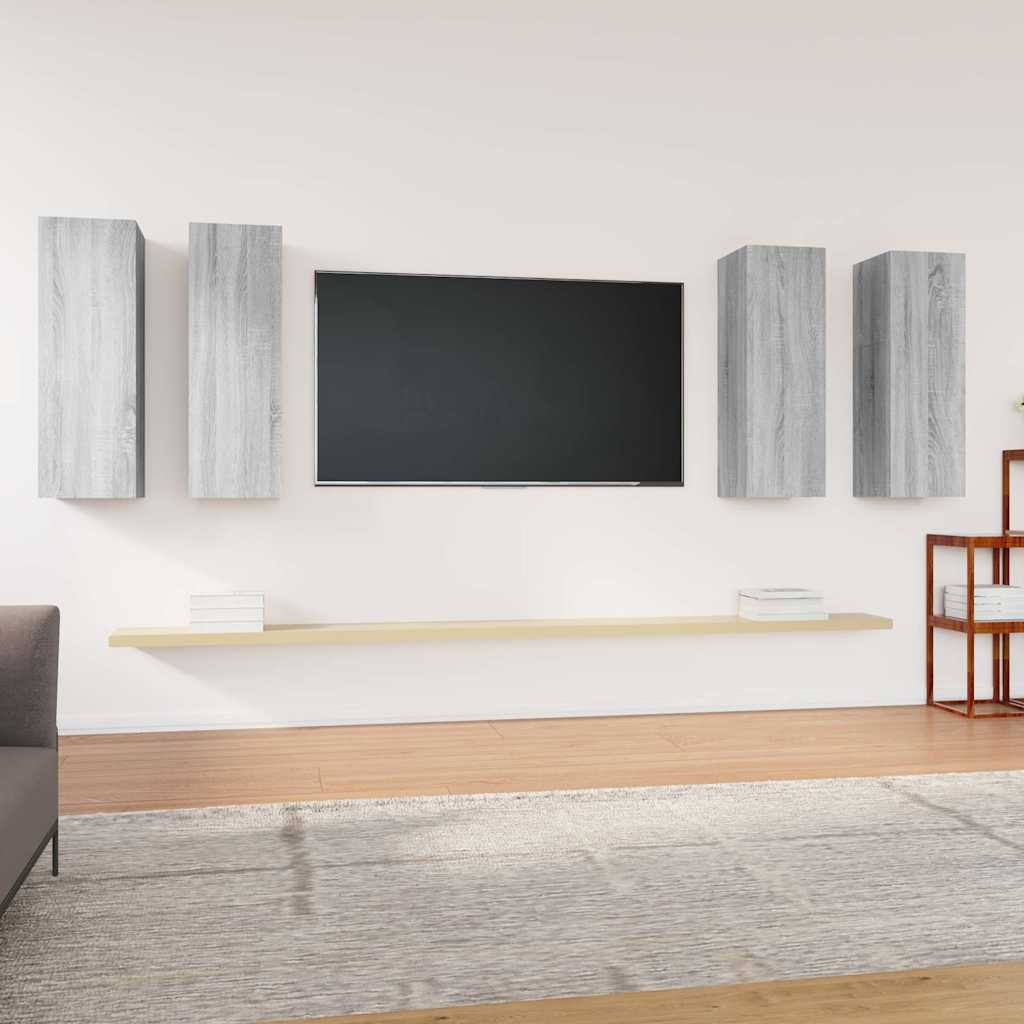 vidaXL 4 Piece TV Cabinet Set Grey Sonoma 30,5x30x90 cm Engineered Wood