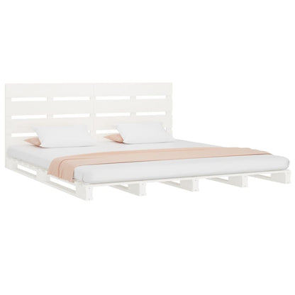 vidaXL Bed Frame without Mattress White 180x200 cm Super King Solid Wood Pine