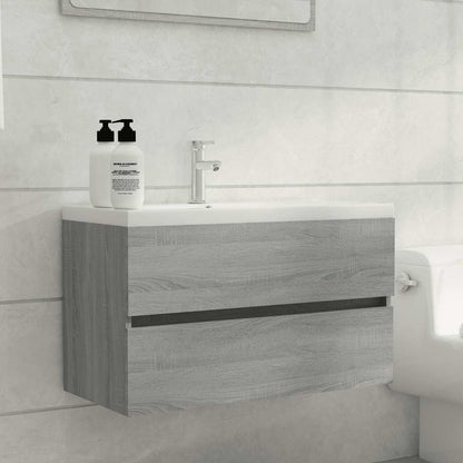 vidaXL Sink Cabinet with Built-in Basin Grey Sonoma Engineered Wood