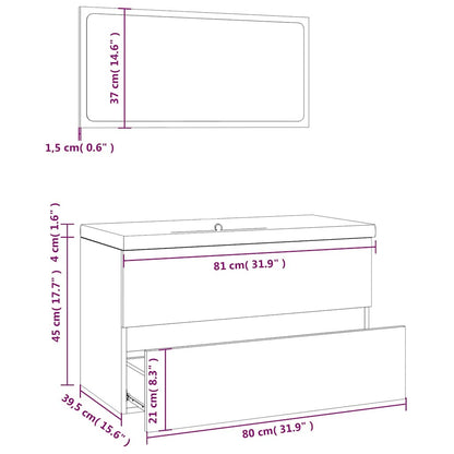 vidaXL Bathroom Furniture Set Smoked Oak Engineered Wood