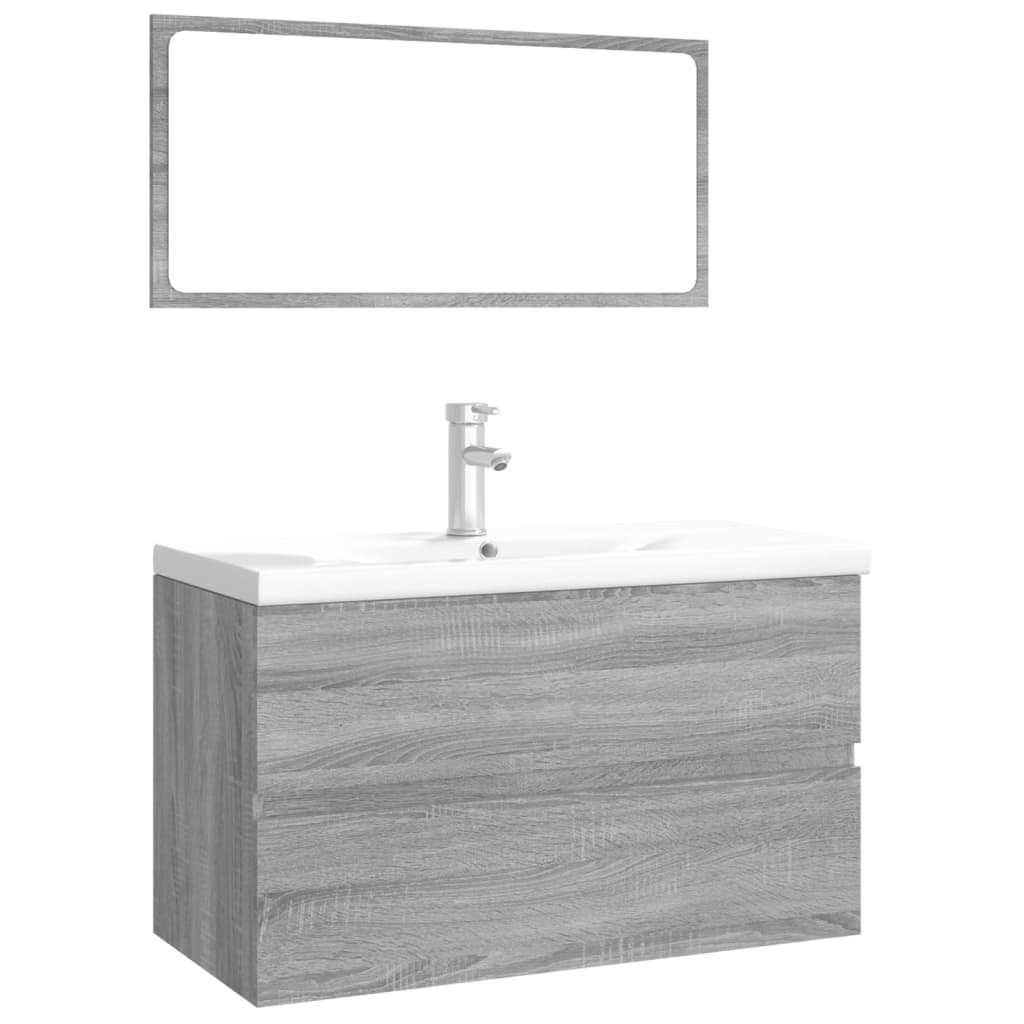 vidaXL Bathroom Furniture Set | Grey Sonoma | Engineered wood | Medium