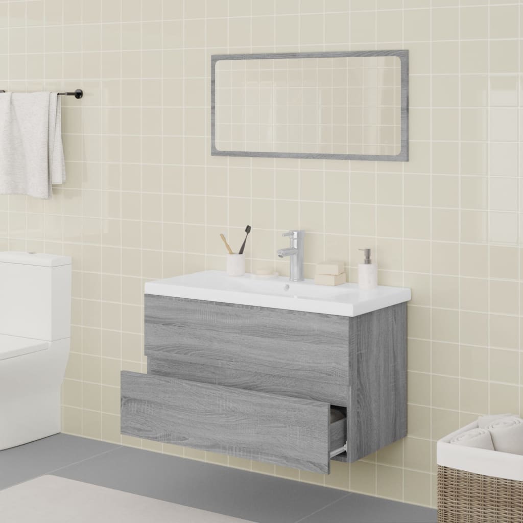 vidaXL Bathroom Furniture Set | Grey Sonoma | Engineered wood | Medium
