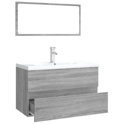vidaXL Bathroom Furniture Set | Grey Sonoma | Engineered wood | Medium