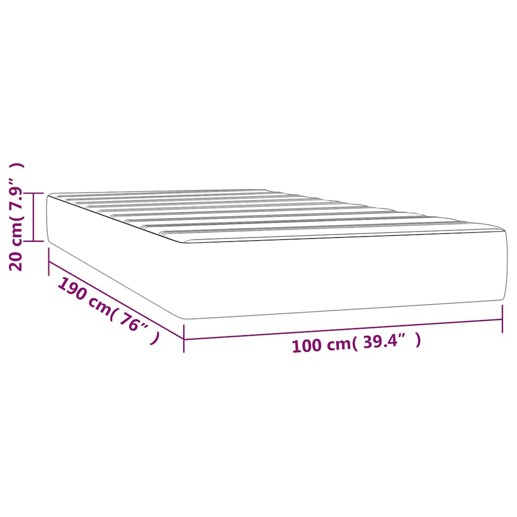 vidaXL Pocket Spring Bed Mattress Medium Dark Grey 100x190x20 cm Twin