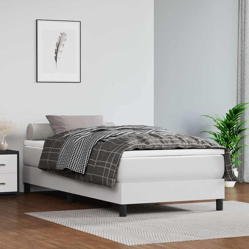 vidaXL Pocket Spring Bed Mattress White 100x190x20cm Twin Faux Leather