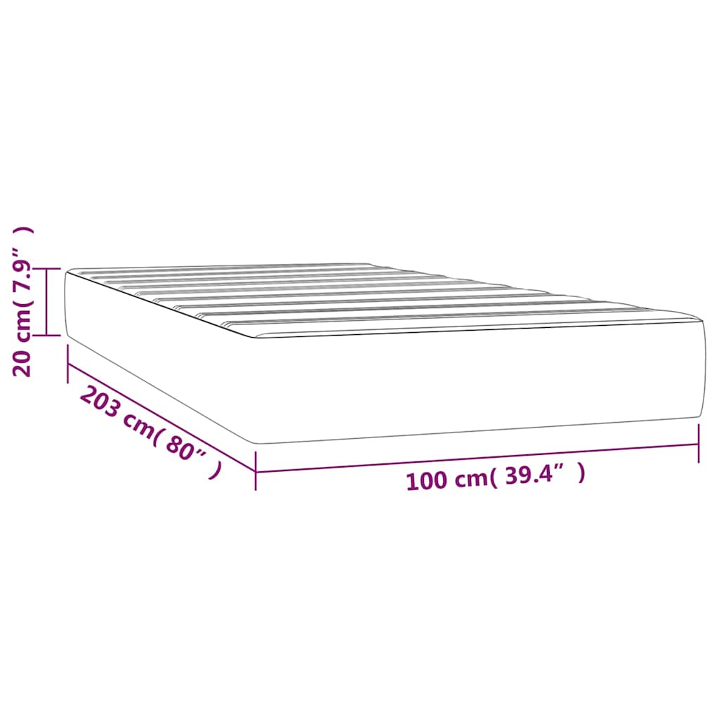 vidaXL Pocket Spring Bed Mattress Black 100x203x20 cm Faux Leather