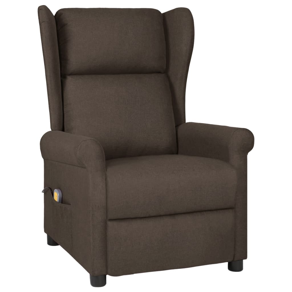 vidaXL Massage Chair Dark Brown Fabric