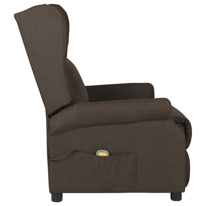 vidaXL Massage Chair Dark Brown Fabric