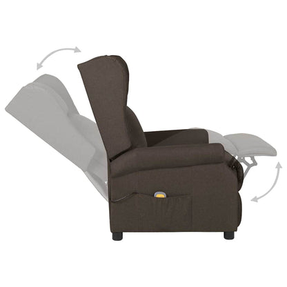 vidaXL Massage Chair Dark Brown Fabric