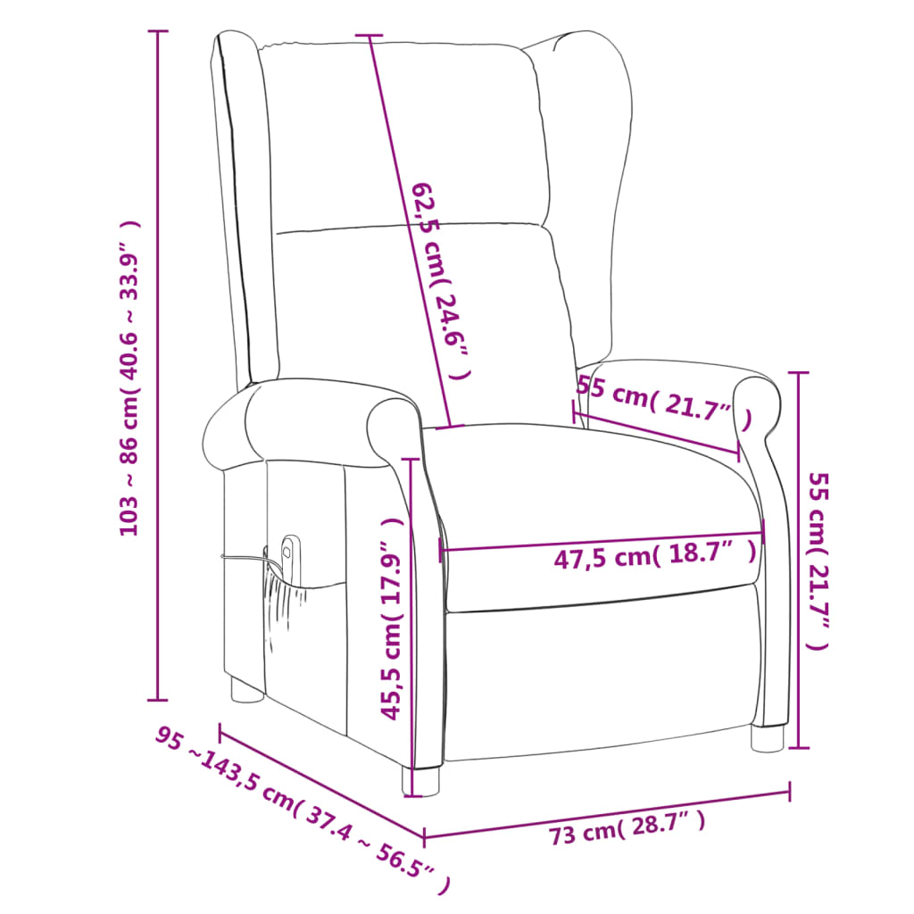 vidaXL Massage Chair Dark Brown Fabric