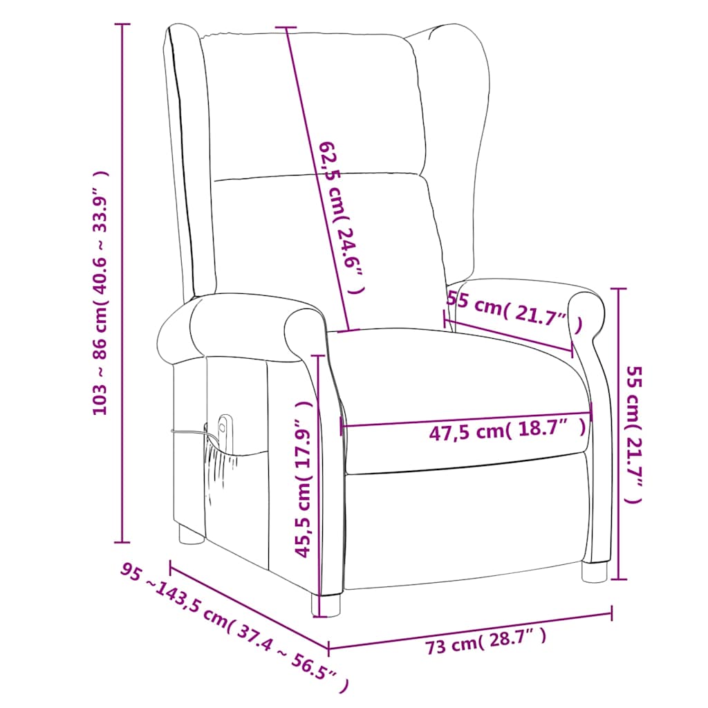 vidaXL Massage Chair Dark Brown Fabric