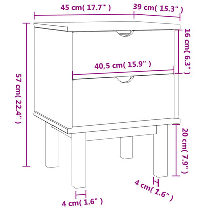 vidaXL Bedside Cabinet OTTA Brown&Grey 45x39x57 cm Solid Wood Pine