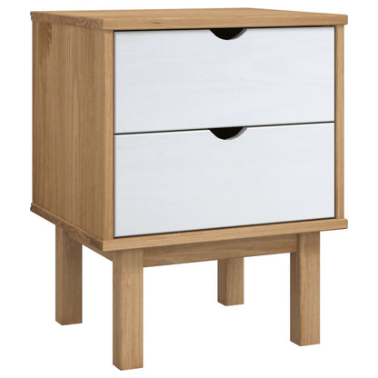 vidaXL Bedside Cabinet OTTA Brown&White 46x39.5x57cm Solid Wood Pine