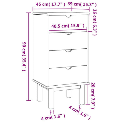 vidaXL Drawer Cabinet"OTTA" 45x39x90cm Solid Wood Pine