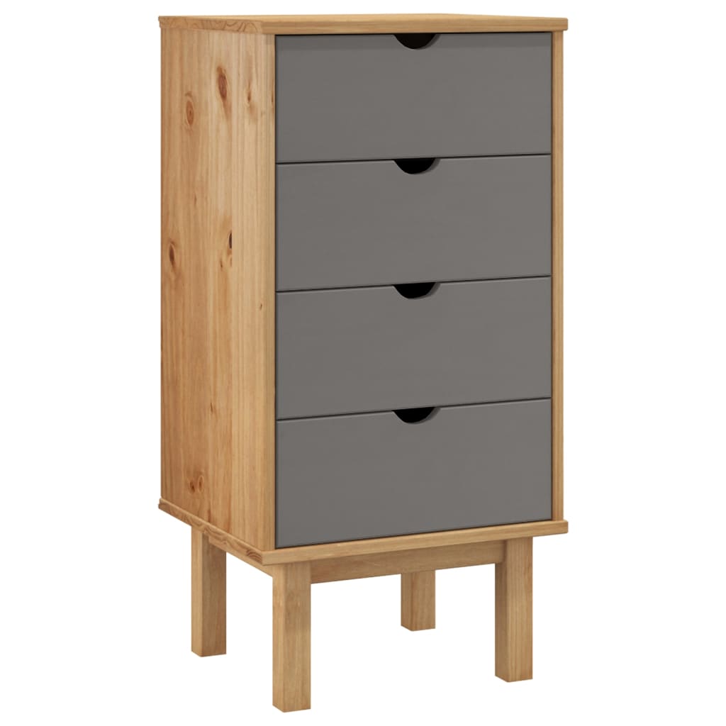 vidaXL Drawer Cabinet"OTTA" Brown&Grey 45x39x90cm Solid Wood Pine