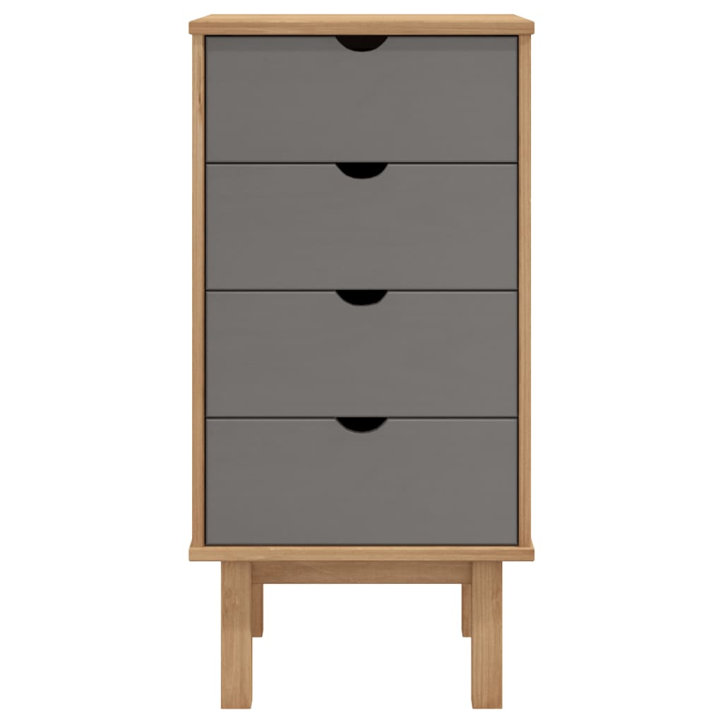 vidaXL Drawer Cabinet"OTTA" Brown&Grey 45x39x90cm Solid Wood Pine