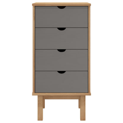 vidaXL Drawer Cabinet"OTTA" Brown&Grey 45x39x90cm Solid Wood Pine