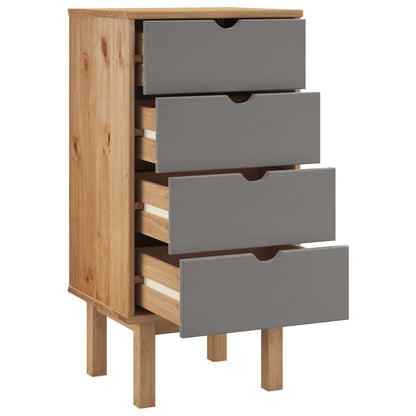 vidaXL Drawer Cabinet"OTTA" Brown&Grey 45x39x90cm Solid Wood Pine