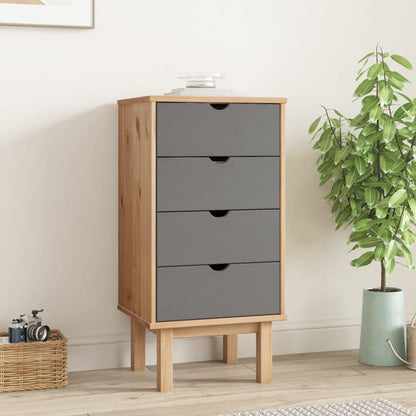 vidaXL Drawer Cabinet"OTTA" Brown&Grey 45x39x90cm Solid Wood Pine