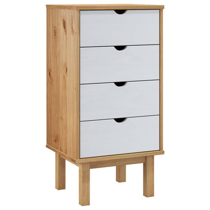 vidaXL Drawer Cabinet"OTTA" Brown&White 45x39x90cm Solid Wood Pine