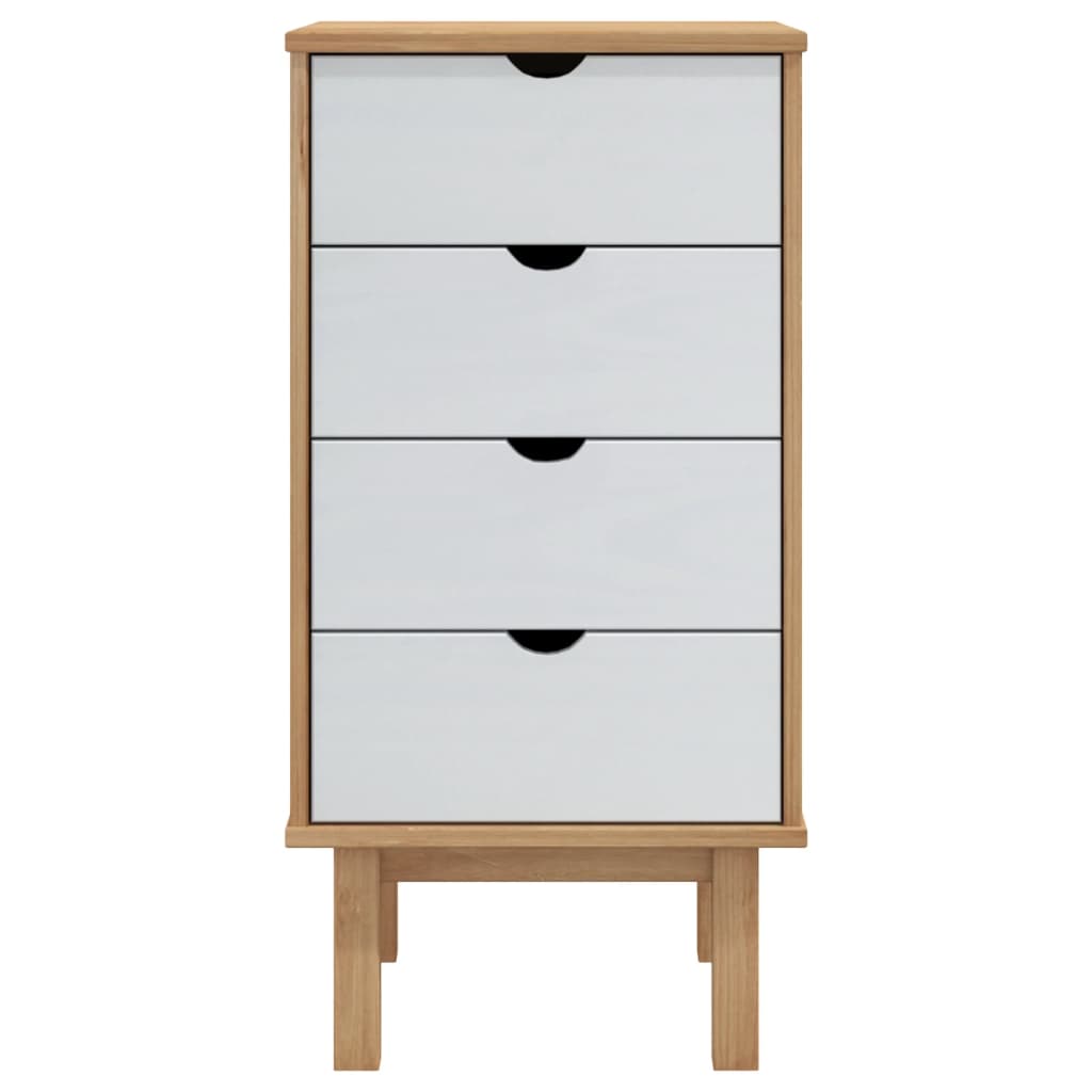 vidaXL Drawer Cabinet OTTA Brown&White 45x39x90cm Solid Wood Pine