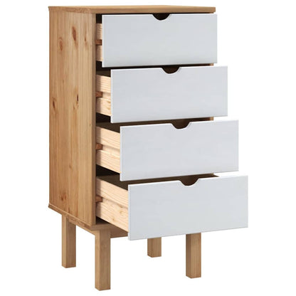 vidaXL Drawer Cabinet"OTTA" Brown&White 45x39x90cm Solid Wood Pine