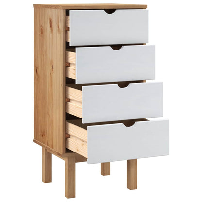 vidaXL Drawer Cabinet"OTTA" Brown&White 45x39x90cm Solid Wood Pine