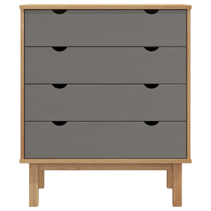 vidaXL Drawer Cabinet OTTA Brown&Grey 76.5x39.5x90cm Solid Wood Pine