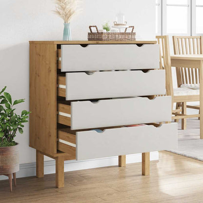 vidaXL Drawer Cabinet OTTA Brown&White 76.5x39.5x90cm Solid Wood Pine