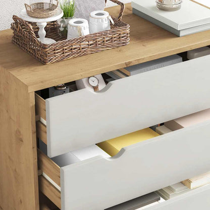 vidaXL Drawer Cabinet OTTA Brown&White 76.5x39.5x90cm Solid Wood Pine