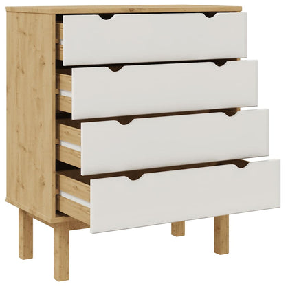 vidaXL Drawer Cabinet OTTA Brown&White 76.5x39.5x90cm Solid Wood Pine